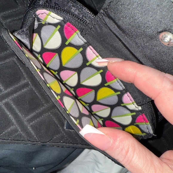 Vera Bradley black quilted iPad case and wallet with wrist strap matching bundle - Picture 2 of 13